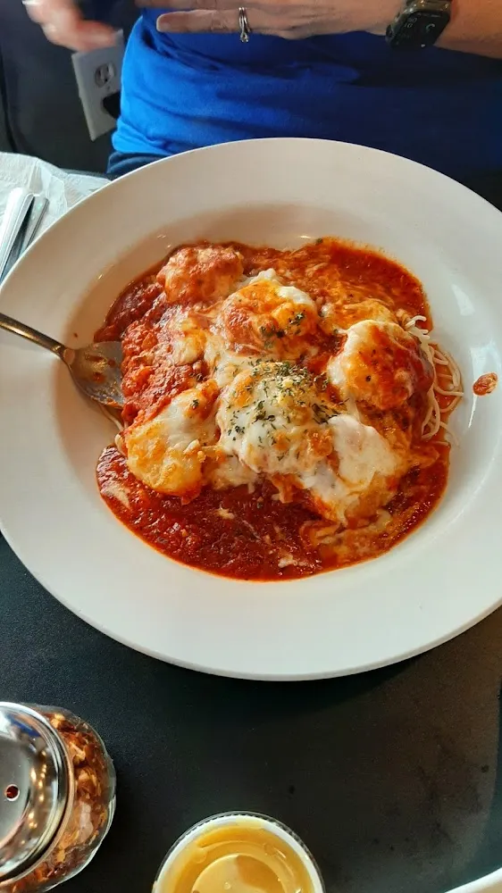 Shrimp Parmigiana Spaghetti